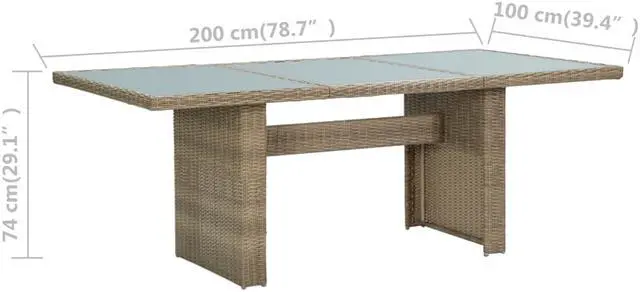 Alt view image 6 of 7 - vidaXL Patio Dining Table Garden Patio Table with Glass Top PE Rattan Brown
