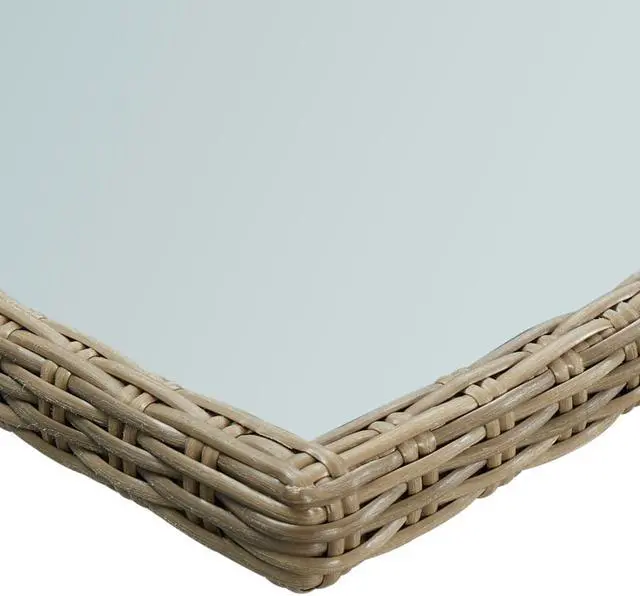 Alt view image 3 of 7 - vidaXL Patio Dining Table Garden Patio Table with Glass Top PE Rattan Brown