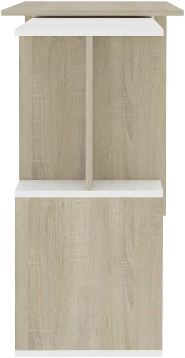 Alt view image 5 of 7 - vidaXL Corner Desk Computer Desk Home Desk White and Sonoma Oak Engineered Wood