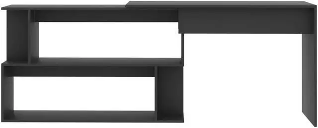 Alt view image 5 of 6 - vidaXL Corner Desk Computer Desk Home Office Workstation Gray Engineered Wood