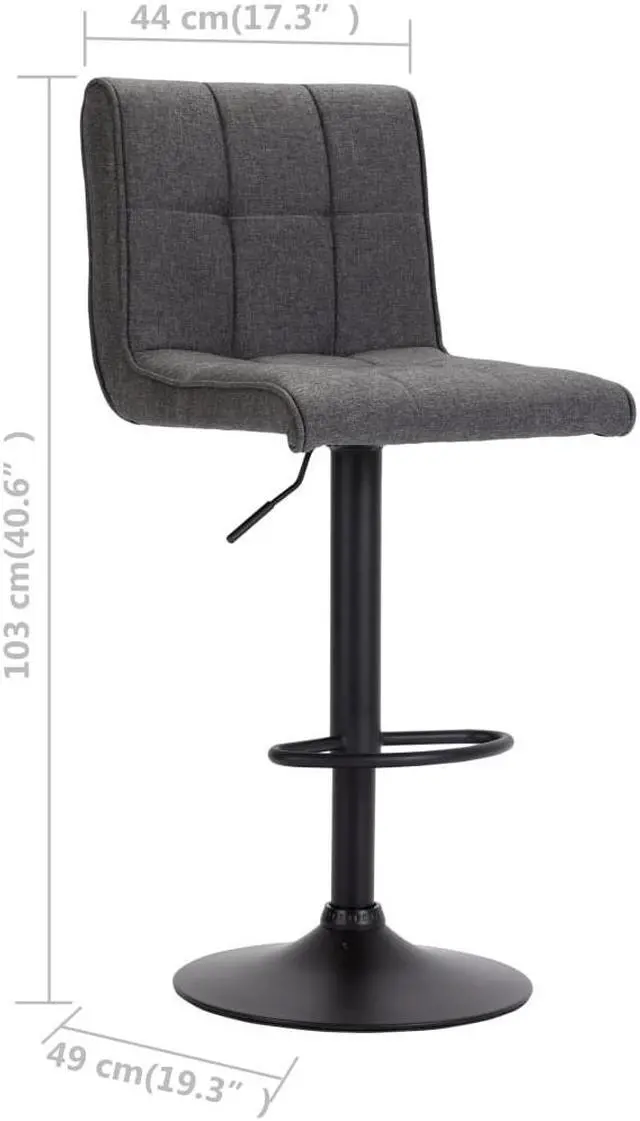 Alt view image 7 of 15 - vidaXL Swivel Bar Stool Bar Seat Counter Height Island Stool Dark Gray Fabric