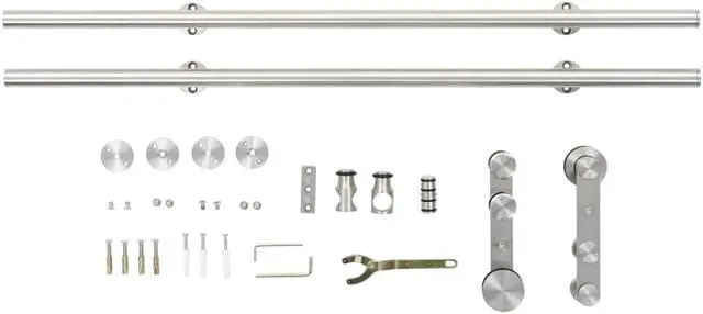 Alt view image 3 of 12 - vidaXL Barn Door Kit Sliding Door Hardware Kit Door Track Stainless Steel Silver