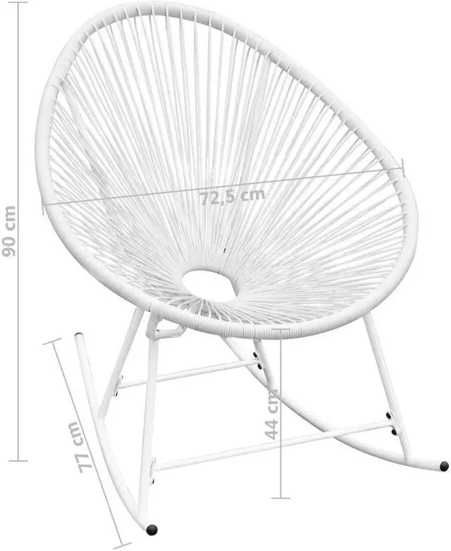 Alt view image 4 of 20 - vidaXL Rocking Chair All Weather Resistant Patio Rocker Chair White Poly Rattan