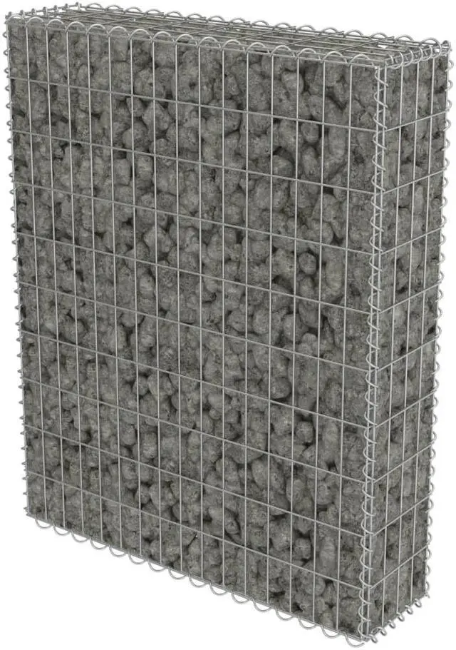 Alt view image 3 of 11 - vidaXL Gabion Wall with Covers Galvanized Steel 31.5"x7.87"x39.4" Garden Fence