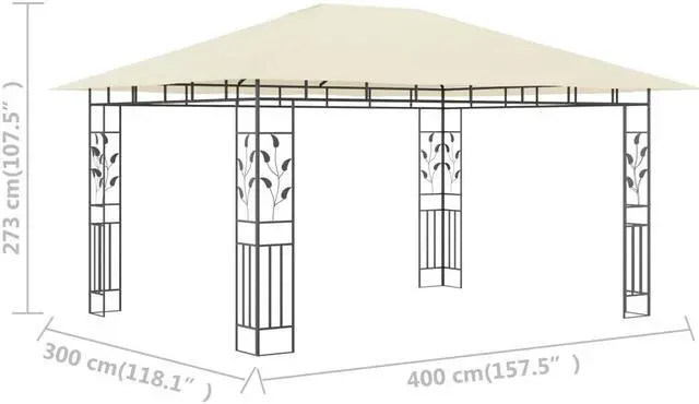 Alt view image 3 of 7 - vidaXL Gazebo Outdoor Canopy Party Tent Patio Pavilion with Mosquito Net Cream