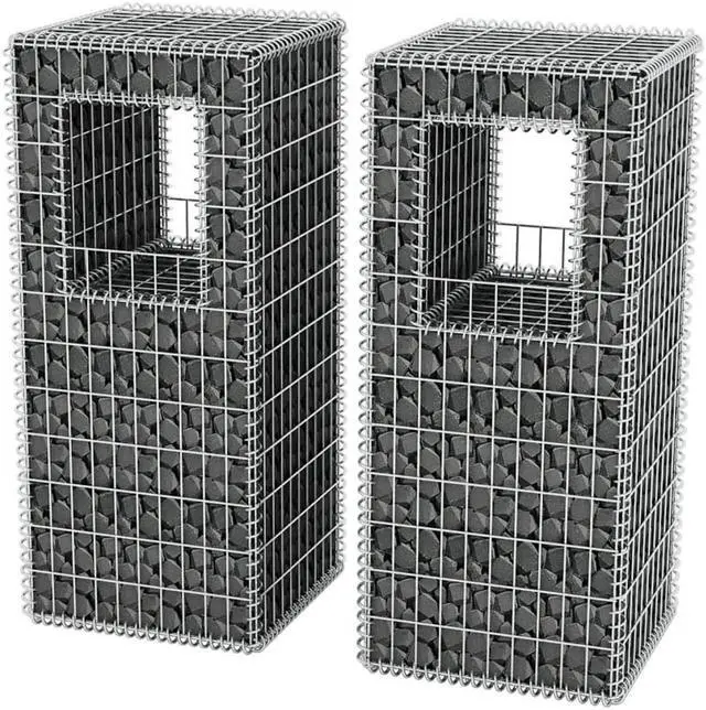 Alt view image 6 of 15 - vidaXL Gabion Basket, Galvanized-Steel Gabion Wall/ Cage, 78.7''x11.8x39.4''