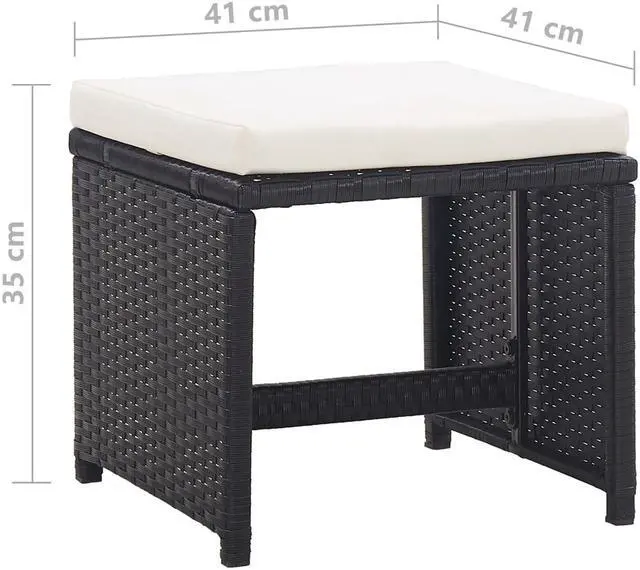 Alt view image 5 of 7 - vidaXL Patio Furniture Set Outdoor Table and Chair 5 Piece Poly Rattan Black