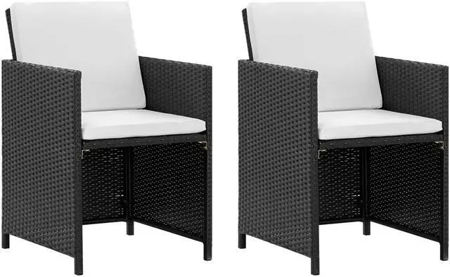 Alt view image 3 of 7 - vidaXL Patio Furniture Set Outdoor Table and Chair 5 Piece Poly Rattan Black