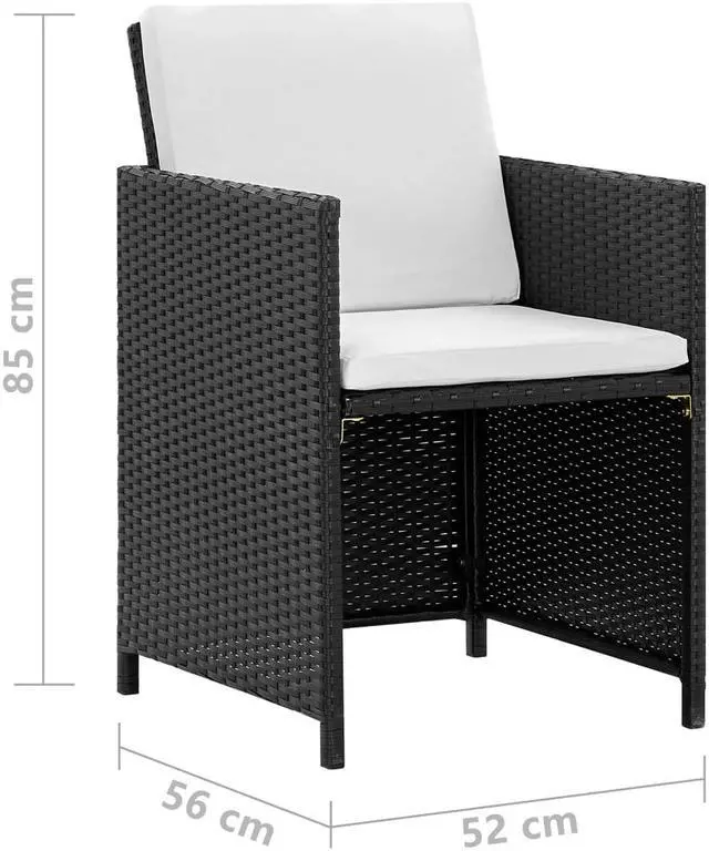 Alt view image 7 of 7 - vidaXL Patio Furniture Set Outdoor Table and Chair 11 Piece Poly Rattan Black