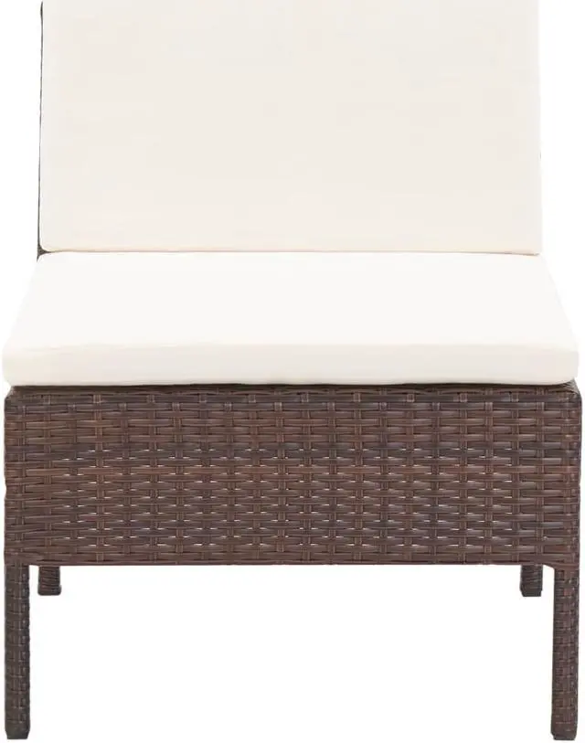 Alt view image 4 of 7 - vidaXL Patio Furniture Set 6 Piece Sectional Sofa with Table Rattan Brown