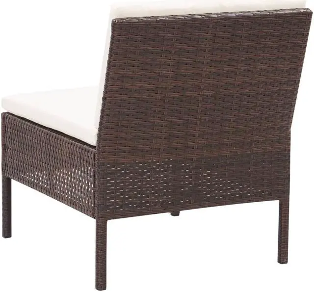 Alt view image 6 of 7 - vidaXL Patio Furniture Set 6 Piece Sectional Sofa with Table Rattan Brown