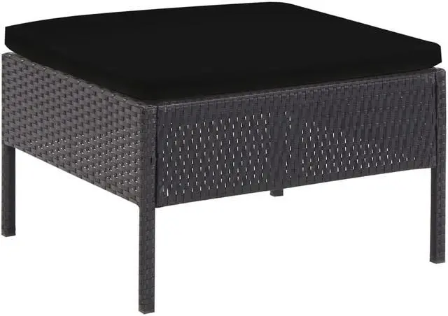 Alt view image 7 of 7 - vidaXL Patio Furniture Set 6 Piece Sectional Sofa with Table Rattan Black