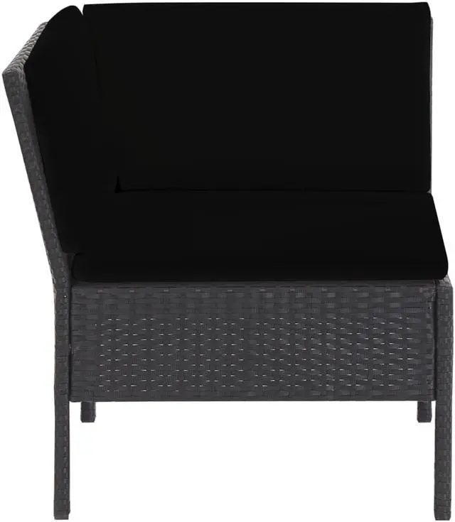 Alt view image 4 of 7 - vidaXL Patio Furniture Set 6 Piece Sectional Sofa with Table Rattan Black