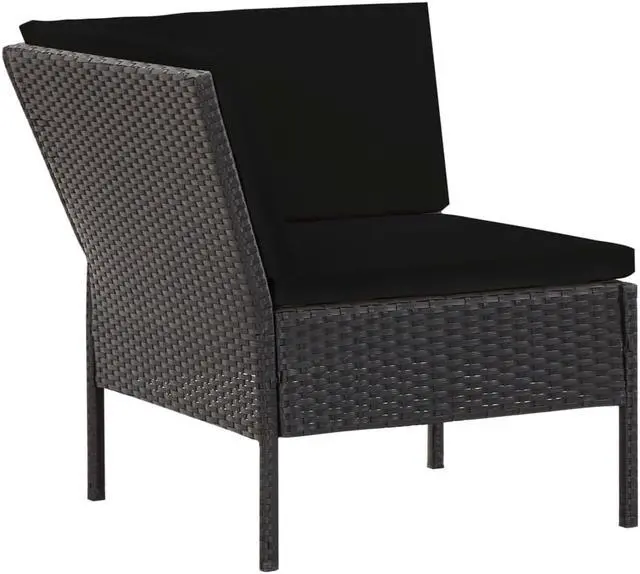 Alt view image 6 of 7 - vidaXL Patio Furniture Set 6 Piece Sectional Sofa with Table Rattan Black