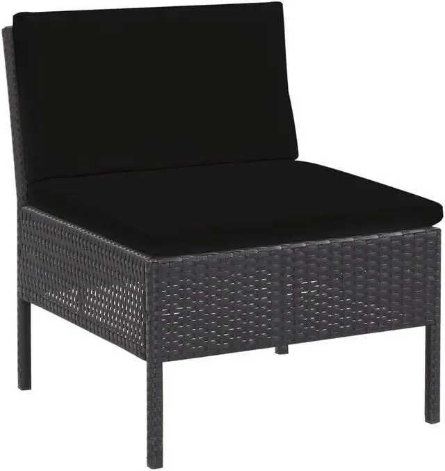 Alt view image 5 of 7 - vidaXL Patio Furniture Set 6 Piece Sectional Sofa with Table Rattan Black