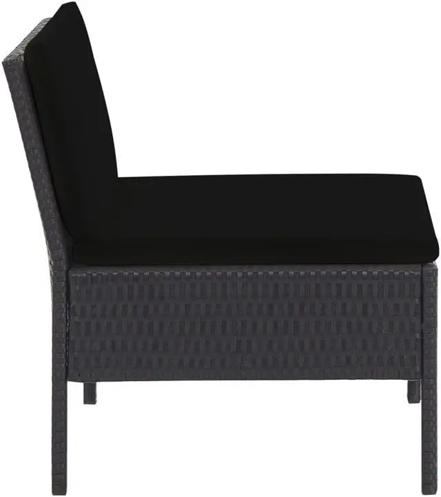 Alt view image 2 of 7 - vidaXL Patio Furniture Set 6 Piece Sectional Sofa with Table Rattan Black
