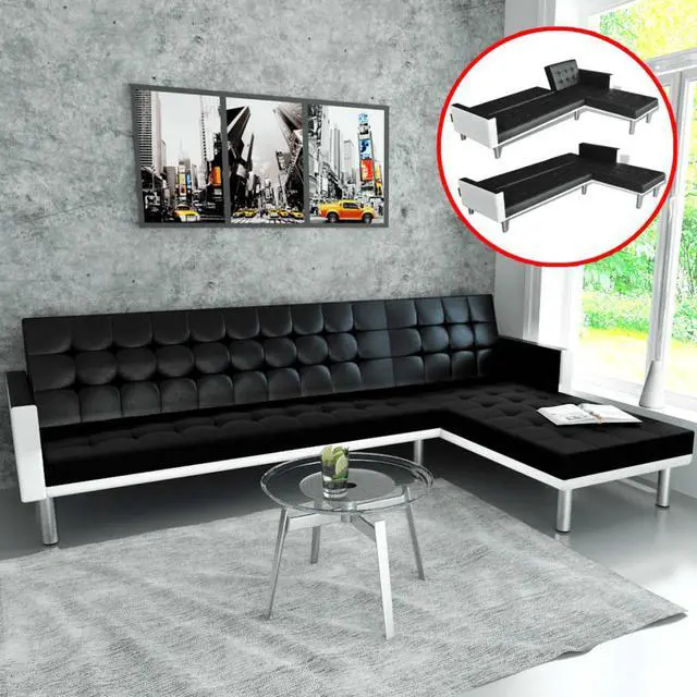 Main image of vidaXL 2-Seater Sofa Bed with Two Pillows Accent Loveseat Couch Black Velvet