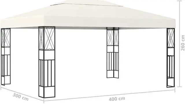 Alt view image 4 of 7 - vidaXL Gazebo Outdoor Canopy Party Tent Patio Pavilion with Mosquito Net Cream