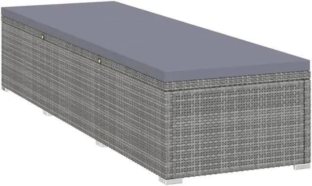 Alt view image 5 of 15 - vidaXL Patio Lounge Chair Sunlounger Sunbed with Cushion Gray Poly Rattan