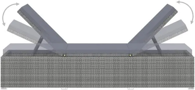 Alt view image 3 of 15 - vidaXL Patio Lounge Chair Sunlounger Sunbed with Cushion Gray Poly Rattan