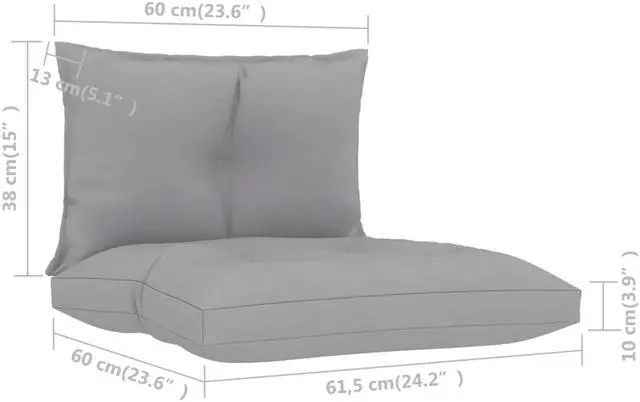 Alt view image 9 of 17 - vidaXL Chair Cushion 2 Pcs Outdoor Pallet Seat Cushion Sofa Pad Gray Fabric