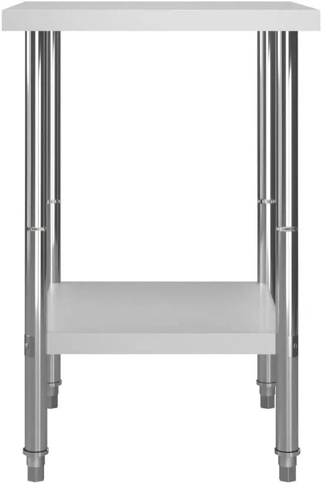 Alt view image 5 of 20 - vidaXL Kitchen Work Table Hotel Prep Work Table with Undershelf Stainless Steel
