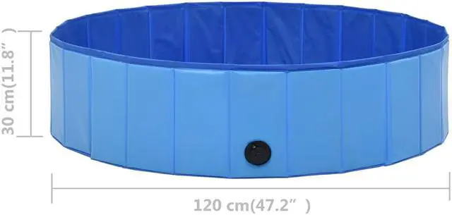 Alt view image 7 of 18 - vidaXL Foldable Dog Swimming Pool Blue 47.2"x11.8" PVC