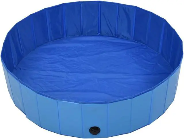 Alt view image 4 of 18 - vidaXL Foldable Dog Swimming Pool Blue 47.2"x11.8" PVC