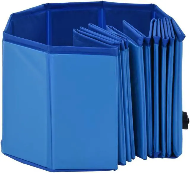 Alt view image 6 of 18 - vidaXL Foldable Dog Swimming Pool Blue 47.2"x11.8" PVC