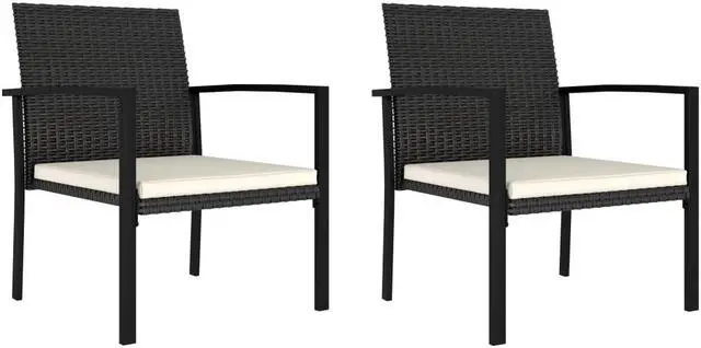 Main image of vidaXL Patio Chairs 2 Pcs Outdoor Dining Chair Steel and WPC Black and Brown