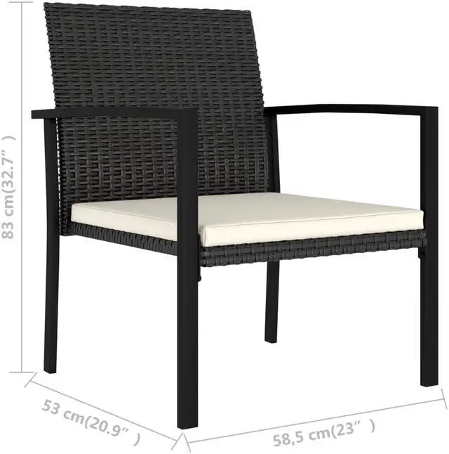 Alt view image 5 of 20 - vidaXL Patio Chairs 2 Pcs Outdoor Dining Chair Steel and WPC Black and Brown
