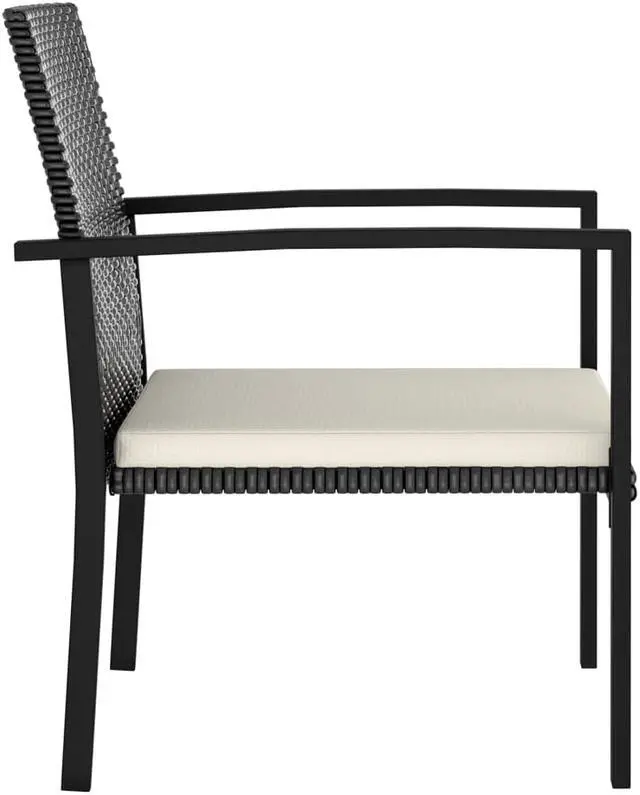 Alt view image 2 of 20 - vidaXL Patio Chairs 2 Pcs Outdoor Dining Chair Steel and WPC Black and Brown