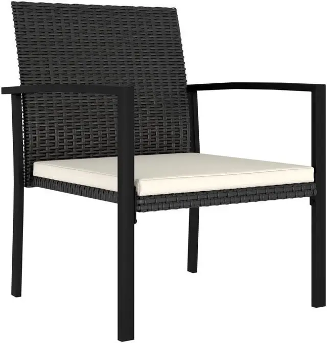 Alt view image 3 of 20 - vidaXL Patio Chairs 2 Pcs Outdoor Dining Chair Steel and WPC Black and Brown