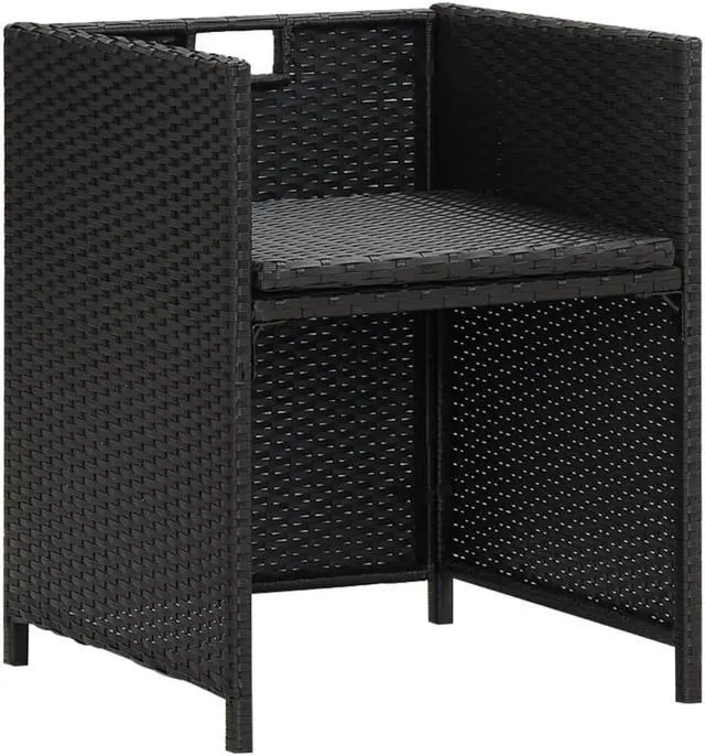 Alt view image 5 of 13 - vidaXL 2x Patio Dining Chair Wicker Poly Rattan Black Outdoor Garden Seats