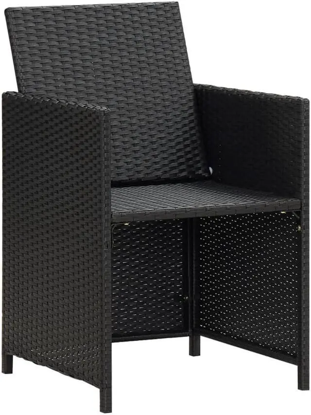 Alt view image 4 of 13 - vidaXL 2x Patio Dining Chair Wicker Poly Rattan Black Outdoor Garden Seats