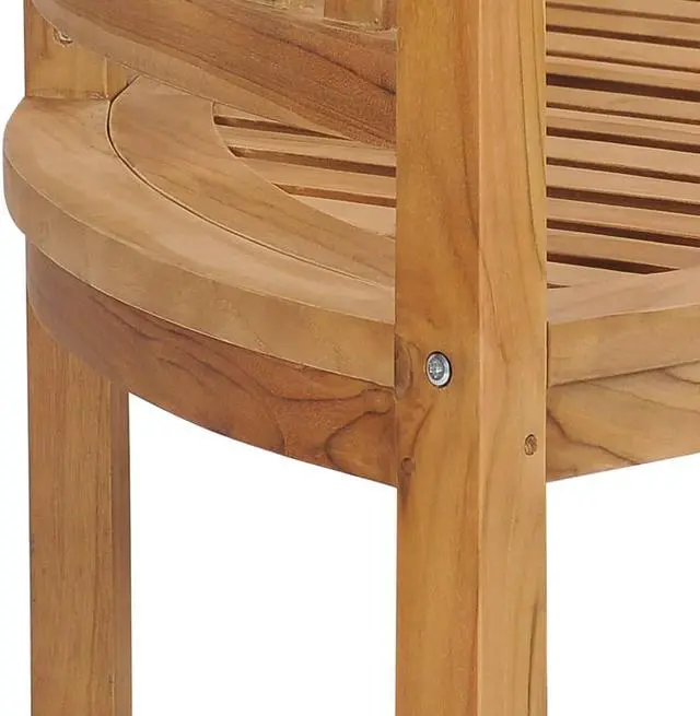 Alt view image 6 of 19 - vidaXL Banana Bench Outdoor Patio Banana Bench with Armrest Solid Wood Teak