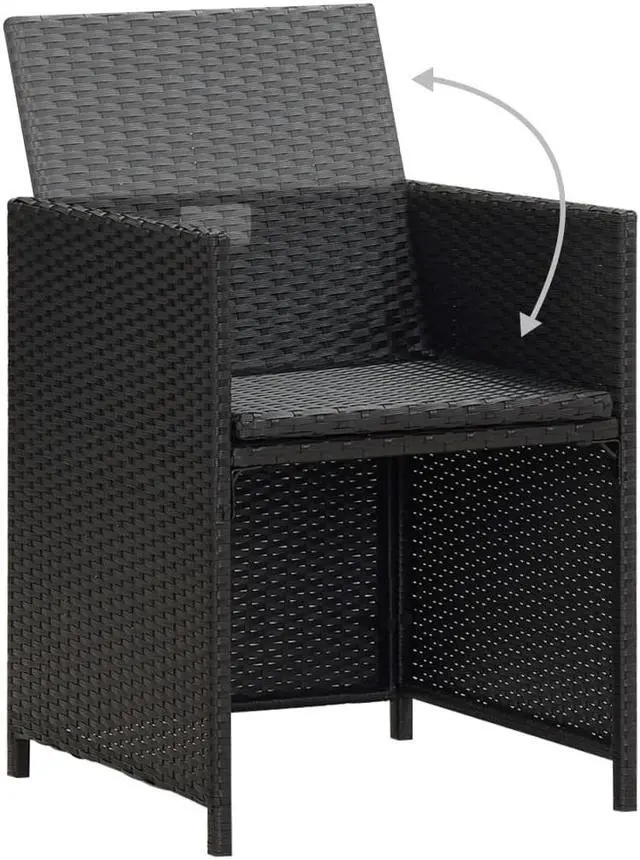 Alt view image 6 of 13 - vidaXL 2x Patio Dining Chair Wicker Poly Rattan Black Outdoor Garden Seats