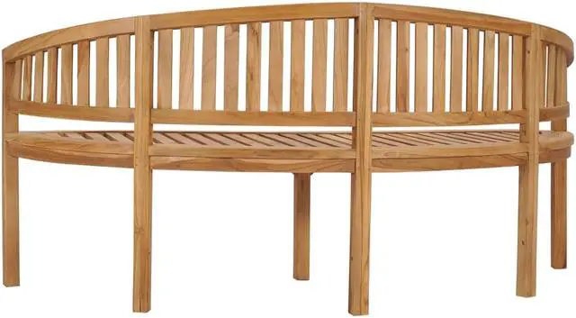 Alt view image 4 of 19 - vidaXL Banana Bench Outdoor Patio Banana Bench with Armrest Solid Wood Teak