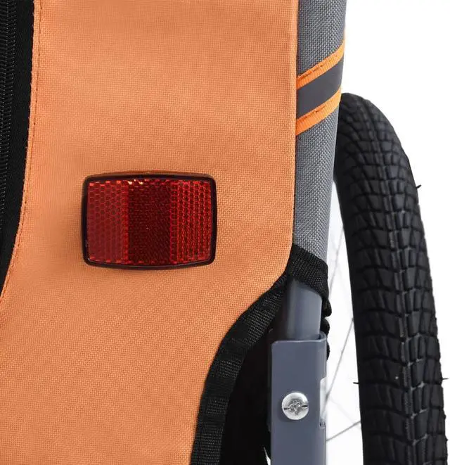 Alt view image 7 of 16 - vidaXL Dog Bike Trailer Orange and gray