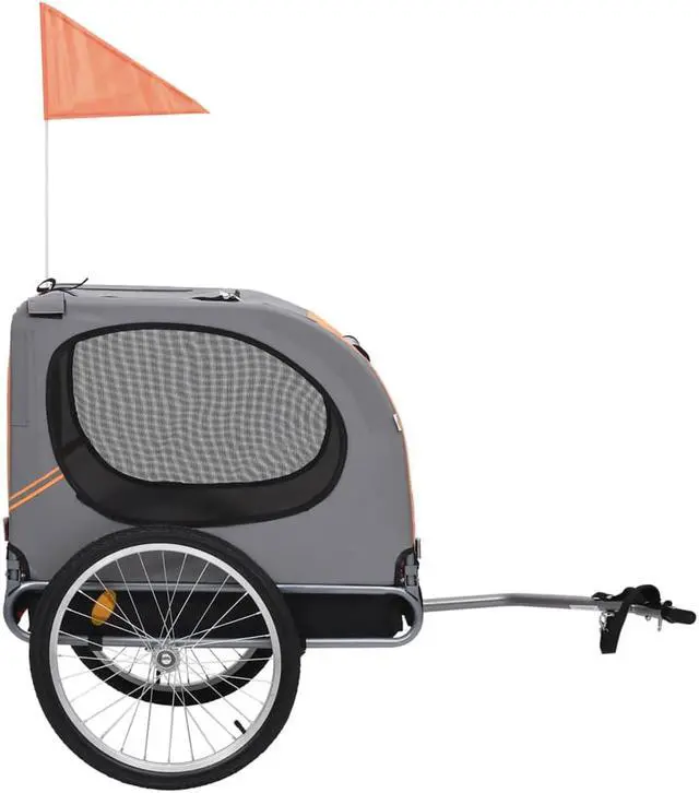 Alt view image 2 of 16 - vidaXL Dog Bike Trailer Orange and gray