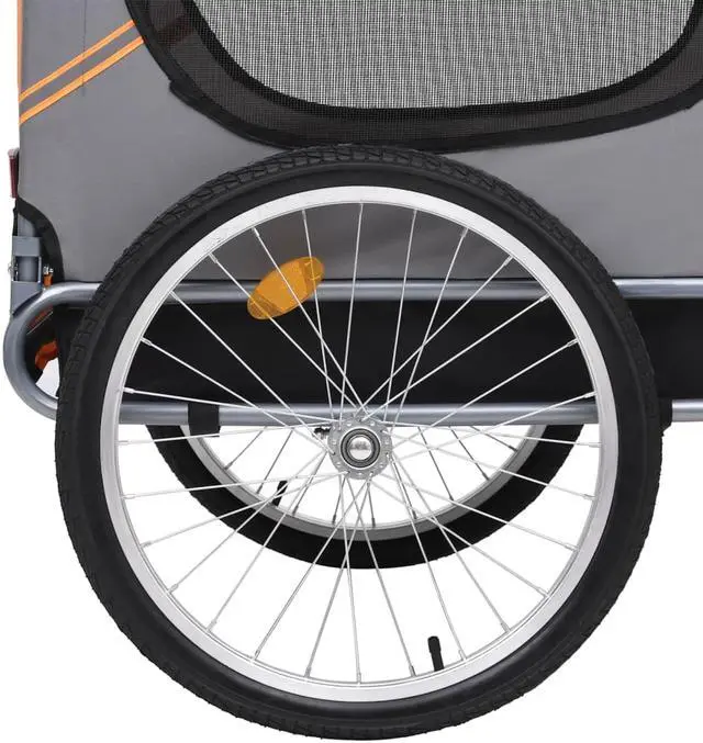 Alt view image 6 of 16 - vidaXL Dog Bike Trailer Orange and gray