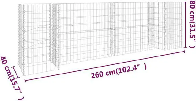 Alt view image 4 of 15 - vidaXL H-Shaped Gabion Planter Steel Wire 31.5" Flower Bed Basket Pot Garden