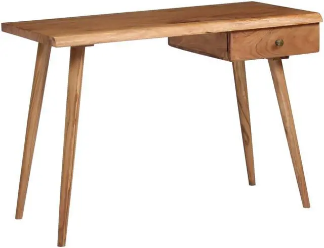 Alt view image 2 of 11 - vidaXL Desk Natural Wood Solid Acacia Wood and Powder Coated Steel