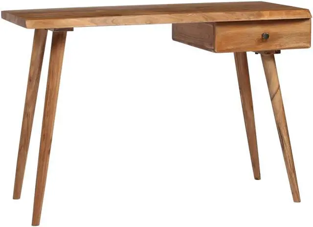 Alt view image 4 of 11 - vidaXL Desk Natural Wood Solid Acacia Wood and Powder Coated Steel