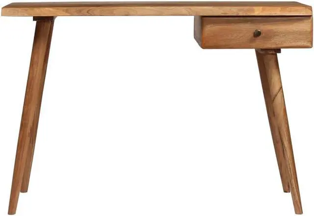 Alt view image 7 of 11 - vidaXL Desk Natural Wood Solid Acacia Wood and Powder Coated Steel