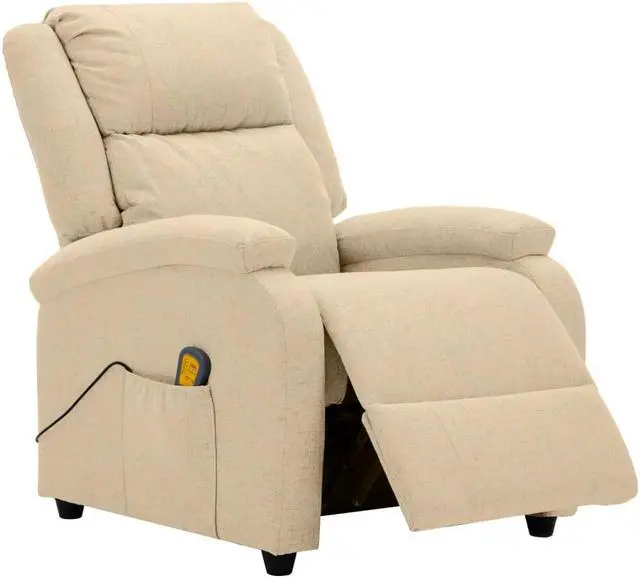 Alt view image 2 of 13 - vidaXL Massage Recliner Cream Fabric Reclining Electric Chair Seat Furniture