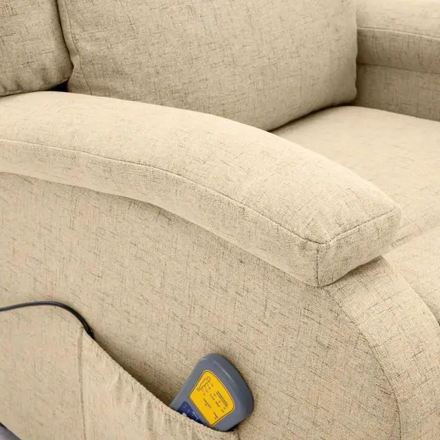Alt view image 5 of 13 - vidaXL Massage Recliner Cream Fabric Reclining Electric Chair Seat Furniture