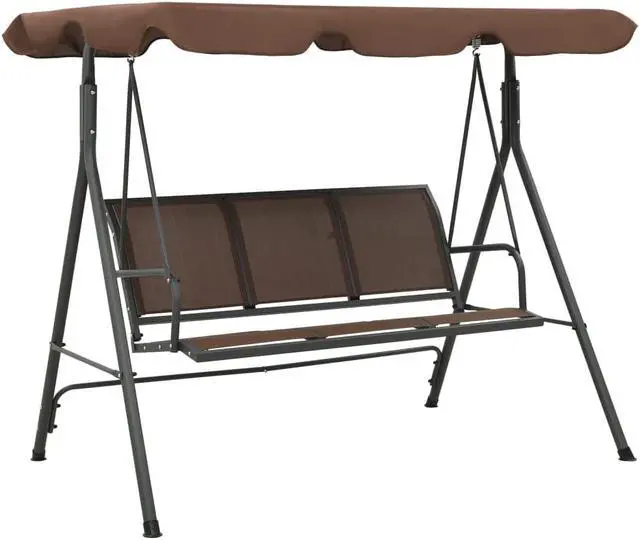 Main image of vidaXL Swing Chair Outdoor Swing Bench with Adjustable Canopy Coffee Steel