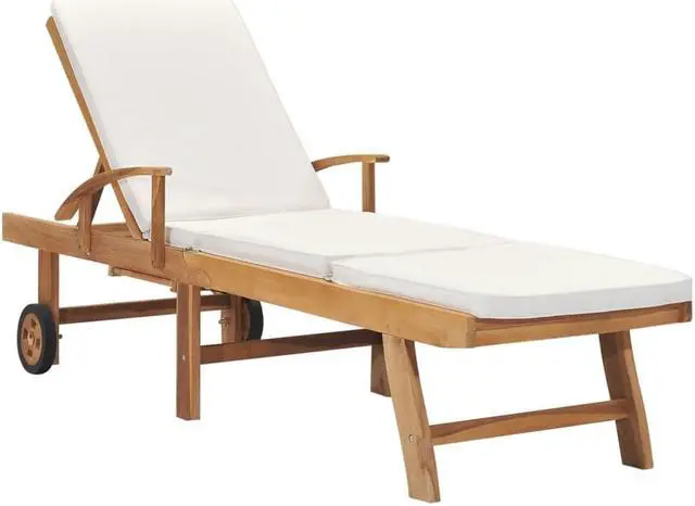 Main image of vidaXL Patio Lounge Chair Sunlounger Deckchair with Cushion Solid Teak Wood