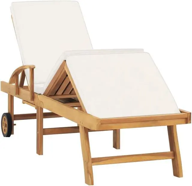 Alt view image 2 of 19 - vidaXL Patio Lounge Chair Sunlounger Deckchair with Cushion Solid Teak Wood